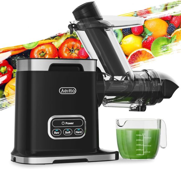 Aeitto Cold Press Juicer Machines, 3.6 Inch Wide Chute, Large Capacity, High Juice Yield, 2 Masticating Juicer Modes, Easy to Clean Slow Juicer for Vegetable and Fruit (Sliver)