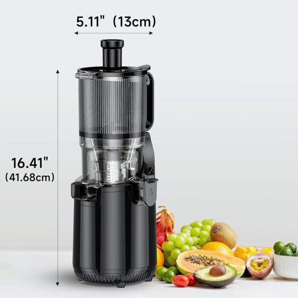 Amumu 250W Cold Press Juicer, 5.3 Feed Chute for Whole Fruits/Vegetables, Self Feeding, Easy Clean, BPA Free