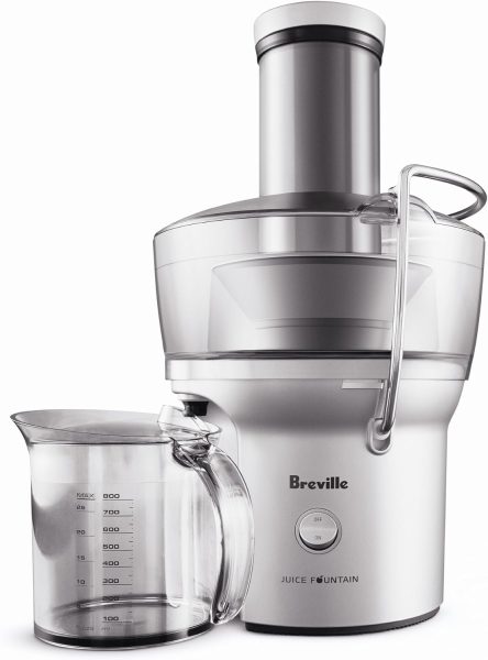 Breville Juice Fountain Compact Juicer, Silver, BJE200XL, 10 x 10.5 x 16