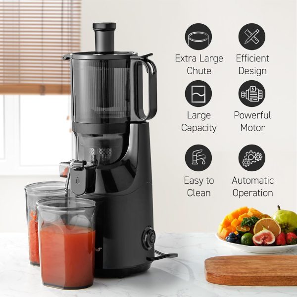 Elite Gourmet EJX600 Compact Small Space-Saving Masticating Slow Juicer, Cold Press Juice Extractor, Nutrient and Vitamin Dense, BPA-Free Tritan, Easy to Clean, 16 oz Juice Cup, Charcoal Grey