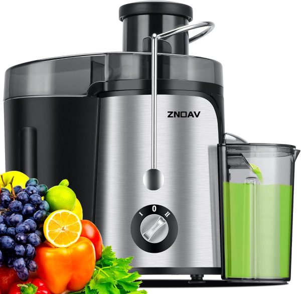 Juicer Machine, 600W Juicer with 3.5” Wide Chute for Whole Fruits and Veg, Juice Extractor with 3 Speeds, BPA Free, Easy to Clean, Compact Centrifugal Juicer Anti-drip