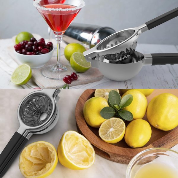 RCMo Stainless Steel Lemon Squeezer - Metal Citrus Juicer - Lime Lemon and Fruit Juicer with Silicone Handles - Large Manual Citrus Press Juicer - Hand Held Squeezer - Ergonomic Design with Solid