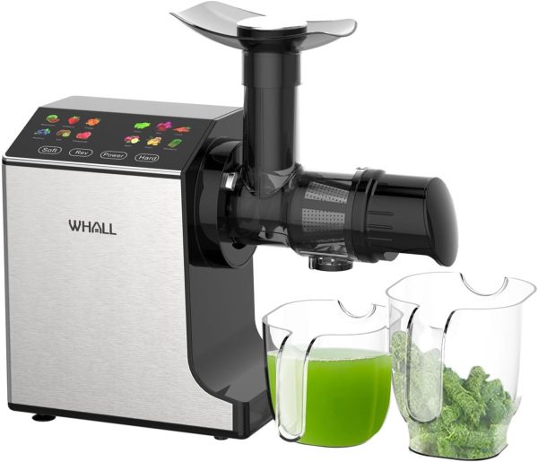 whall Masticating Slow Juicer, Professional Stainless Juicer Machines for Vegetable and Fruit, Touchscreen Cold Press Juicer with 2 Speed Modes