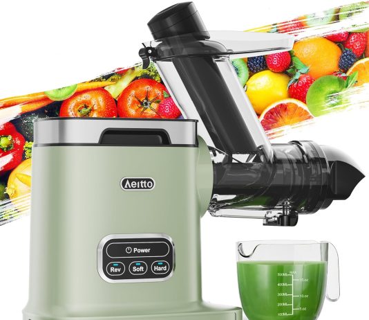 aeitto slow juicer machines 36 inch wide chute large capacity high juice yield 2 cold press juicer modes easy to clean m