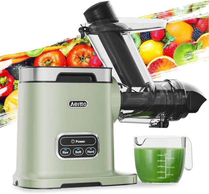 aeitto slow juicer machines 36 inch wide chute large capacity high juice yield 2 cold press juicer modes easy to clean m