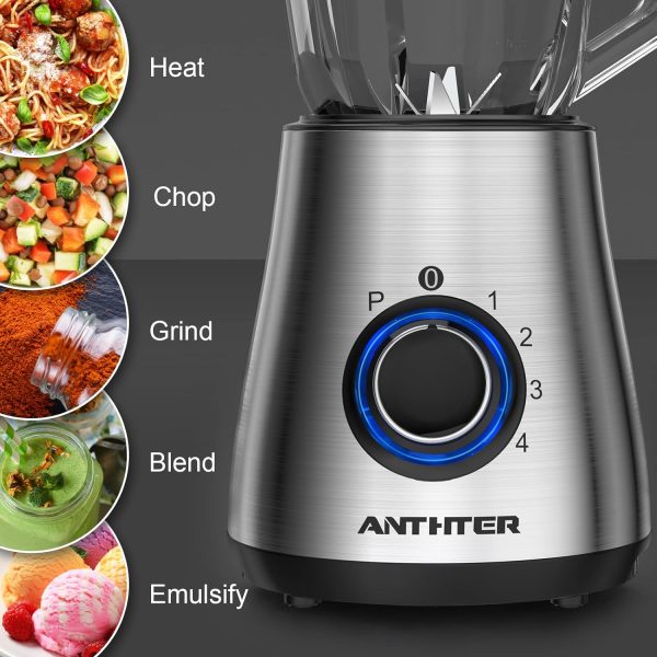Anthter Professional Blenders For Kitchen, 950W High Power Blenders with Stainless Countertop, 50 Oz Glass Jar  24-Ounce Smoothie Cup, Ideal for Puree, Ice Crush and Smoothies