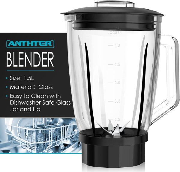 Anthter Professional Blenders For Kitchen, 950W High Power Blenders with Stainless Countertop, 50 Oz Glass Jar  24-Ounce Smoothie Cup, Ideal for Puree, Ice Crush and Smoothies
