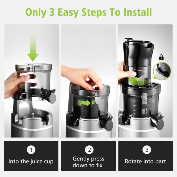 Aobosi Juicer Machine, Slow Masticating Juicer with Large Feed Chute, Quiet Motor  Reverse Function, Easy to Clean Brush Cold Press Juicer for High Nutrient Fruits, 200 Watts, Almond Cream