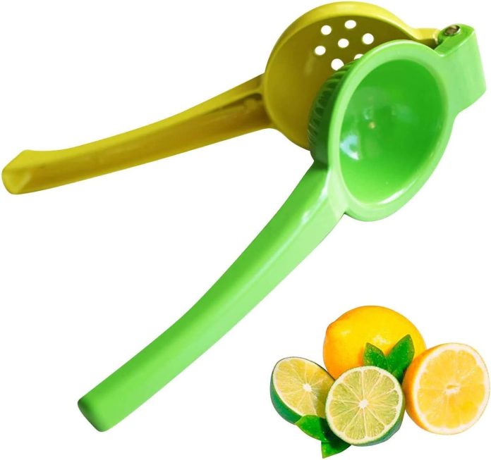 culinary elements metal lemon and lime squeezer manual press easy to use citrus juicer dishwasher safe 1 pack