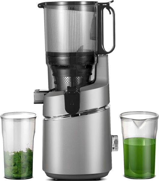 Juicer Machines, AMZCHEF 5.3-Inch Self-Feeding Masticating Juicer Fit Whole Fruits  Vegetables, Cold Press Electric Juicer Machines with High Juice Yield, Easy Cleaning, BPA Free, 250W