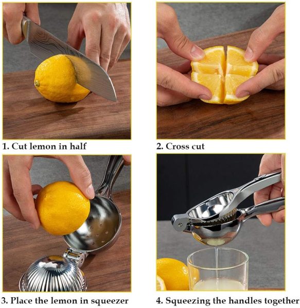 Monkkino Lemon Squeezer, Lemon Squeezer Juicer, Citrus Juicer Handheld, Lemon Juicer, Stainless Steel Juicer Hand Press, Manual Citrus Press w/Zester