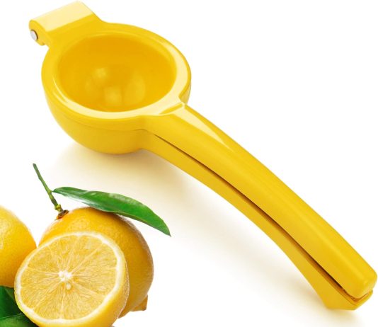new star foodservice 42856 enameled aluminum lemon squeezer yellow