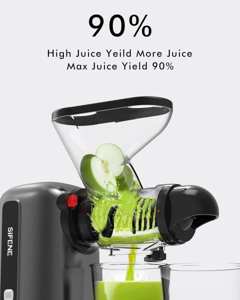 SiFENE Cold Press Juicer Machine, Compact Single Serve Slow Masticating Juicer, Vegetable and Fruit Juice Maker Squeezer Machines, Easy to Clean, BPA Free (Black)