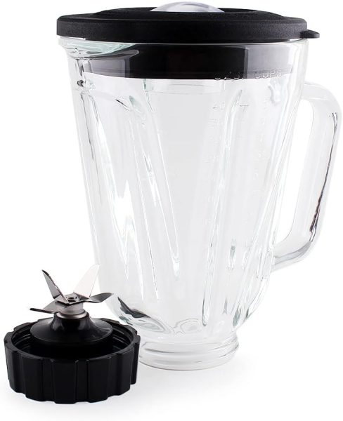 Replacement Parts 5cups Glass Jar with Blade and Base Bottom Cap,Compatible with Hamilton Beach Blenders