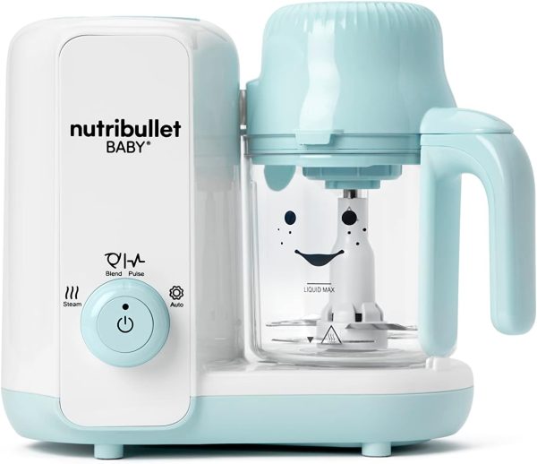 NutriBullet Baby Steam + Blend, White/Blue, 450-watt steamer and a 150-watt blender