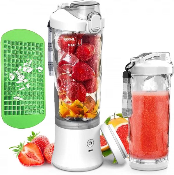 Portable Blender, Personal Size Juicer Blender for Shakes and Smoothies 20 Oz Travel Blender USB Rechargeable Mini Blender with 6 Blade for Home, Kitchen, Office, Sports